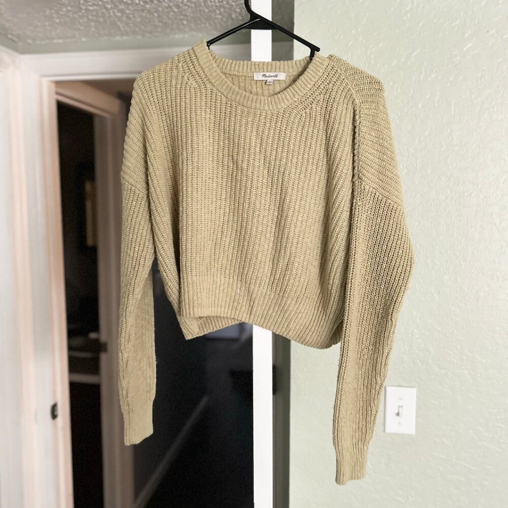 Madewell Light Green Knit Crop Sweater Size S